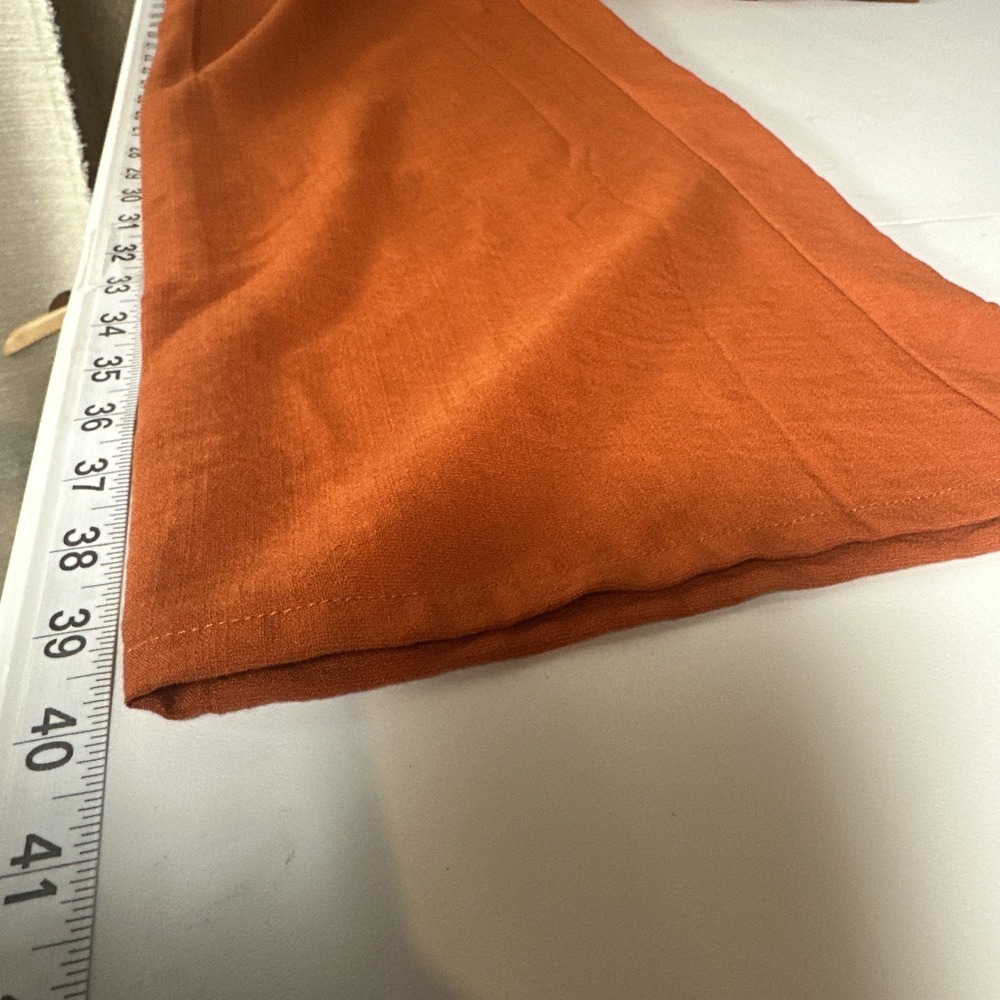 Feiersi Wide Leg Pants Women's Small Rust Orange High Rise Casual Boho Earthy - Picture 9 of 12